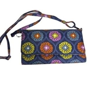 Vera Bradley Center Stage Glow Wallet Crossbody Blue Orange Yellow Purple NWT